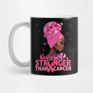Black Women Queen Stronger Than Breast Cancer Pink Ribbon Mug